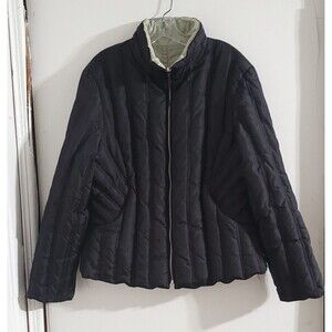 Women's Anne Klein Black Puffer Jacket Size XL (AC56)